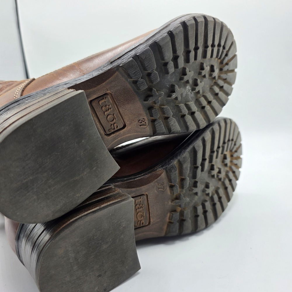 Taos Factor Boots Women SZ 6.5 EU37 Brown Leather Combat Utility Lace Up Heel - Picture 11 of 12